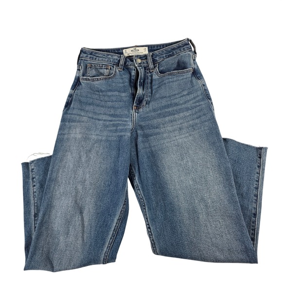 Hollister Denim - Hollister Curvy Ultra High-Rise Vintage Straight Jeans Blue Raw Hem 7R W28 L27